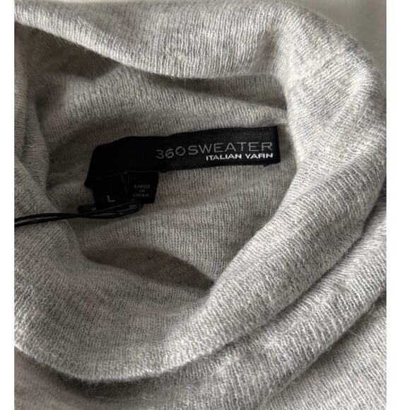 New 360 SWEATER Janelle Fitted Turtleneck in Light Heather Grey Women's Size L - Picture 5 of 12